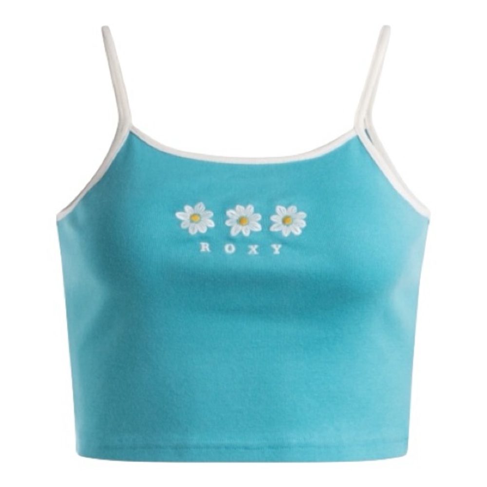 Roxy Cropped Tank Medium Blue Y2K Vintage Surf Cotton Beach